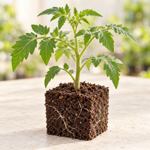 Răsad de roșii Antalya F1 în cub nutritiv 7 × 7 cm — imagine ilustrativă