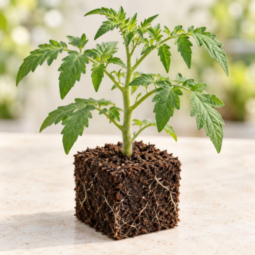 Răsad de roșii Roșie de grădină roz în cub nutritiv 7 × 7 cm — imagine ilustrativă