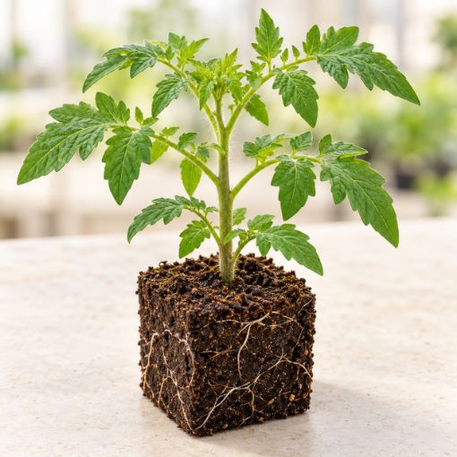 Răsad de roșii Inimă de Bou roșu în cub nutritiv 7 × 7 cm — imagine ilustrativă