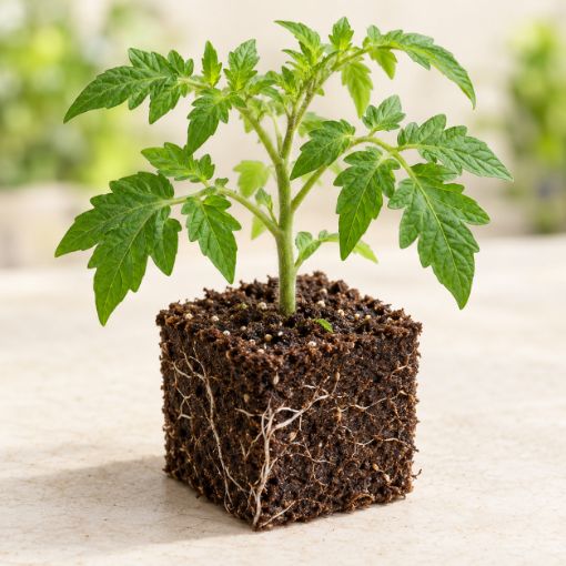 Răsad de roșii Buzău 22 în cub nutritiv 7 × 7 cm — imagine ilustrativă