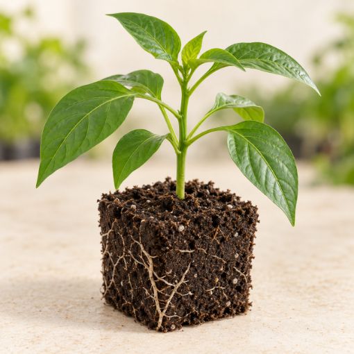 Răsad de ardei gras Aktor F1 în cub nutritiv 7 × 7 cm — imagine ilustrativă