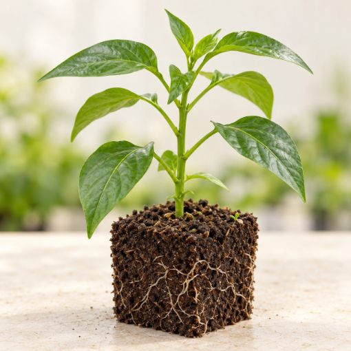 Răsad de ardei gras Daciana F1 în cub nutritiv 7 × 7 cm — imagine ilustrativă