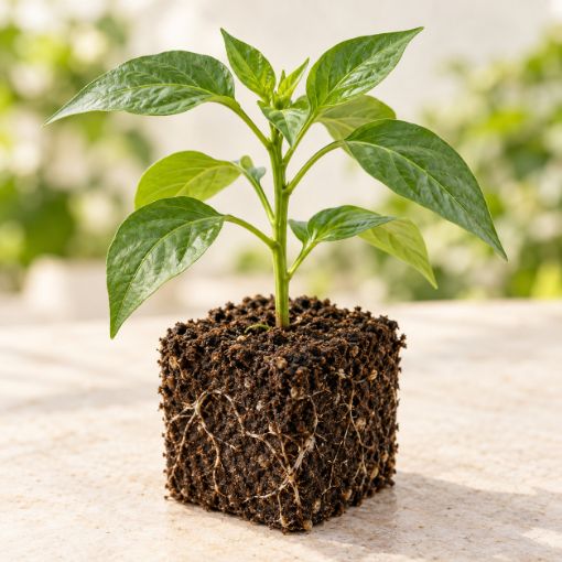 Răsad de gogoșar Bihar F1 în cub nutritiv 7 × 7 cm — imagine ilustrativă
