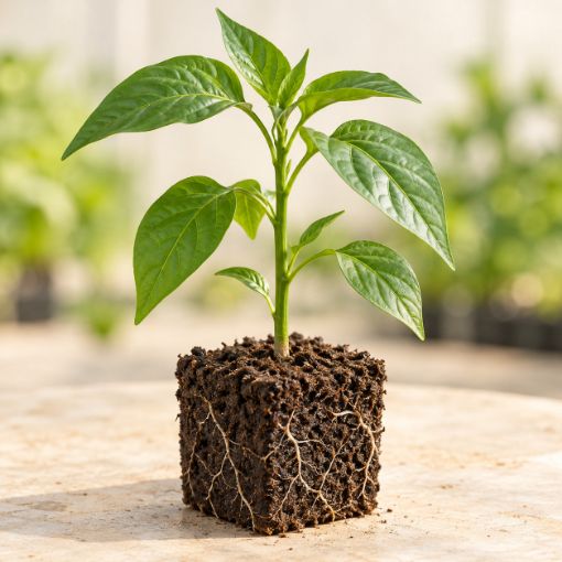 Răsad de ardei gras Cecilia F1 în cub nutritiv 7 × 7 cm — imagine ilustrativă