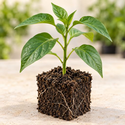 Răsad de ardei iute Pintea în cub nutritiv 7 × 7 cm — imagine ilustrativă