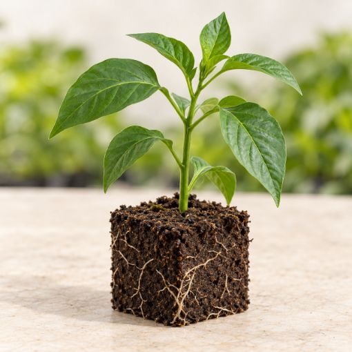 Răsad de ardei gras Turda F1 în cub nutritiv 7 × 7 cm — imagine ilustrativă