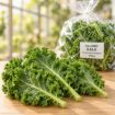 Kale — detaliul frunzelor proaspete și al pungii transparente SereIMD de 500 g, imagine ilustrativă